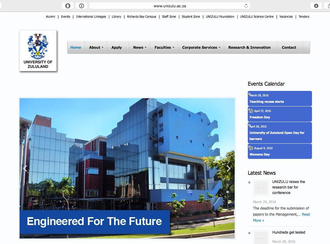 University of zululand websites